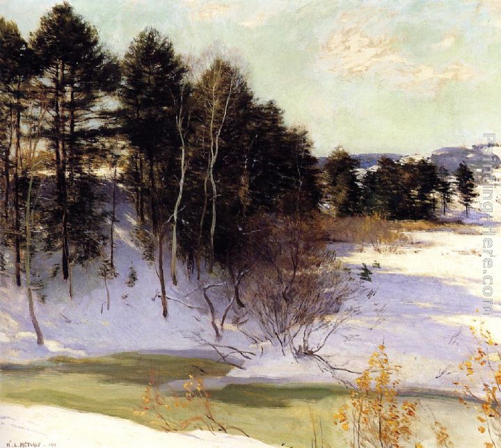 Thawing Brook painting - Willard Leroy Metcalf Thawing Brook art painting